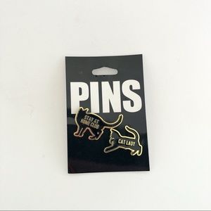 Cat Lady Gold Tone Enamel Pins